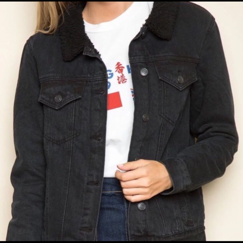 Black denim Sherpa jacket
